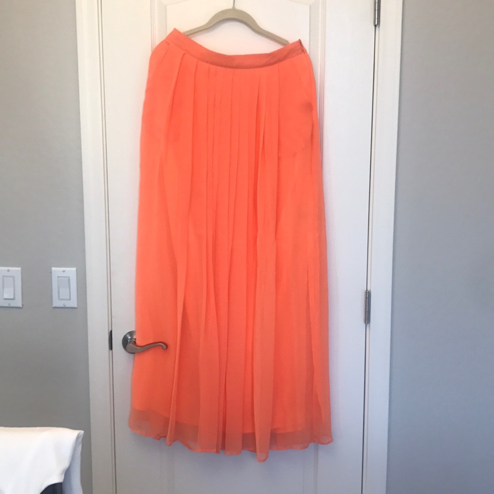 Neon orange floor length skirt
